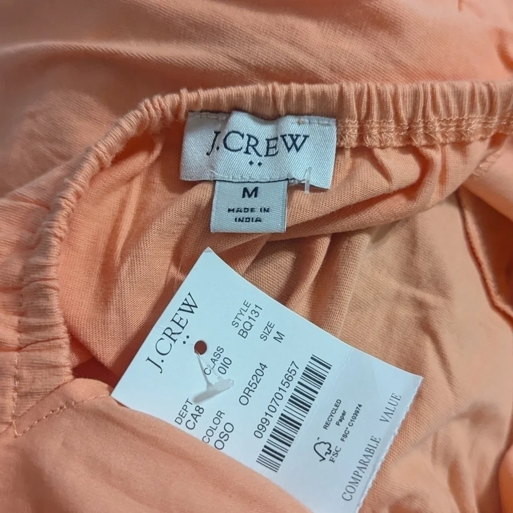 New J. Crew Womens Medium Top Tie Back Shirt Orange Blouse